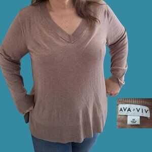 ❄️☃️❄️Ava & Viv v-neck sweater, tan, sz 3x❄️☃️❄️